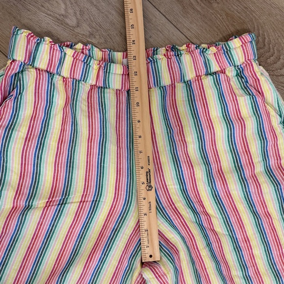 LOFT Large Rainbow Linen Blend Wide Leg Crop Pull On Pants - Picture 7 of 9